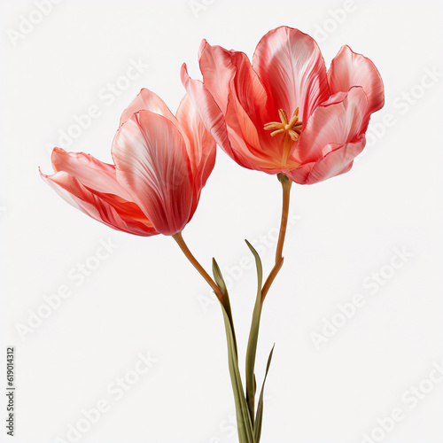 Tulip Dried Flower on White Background - Generative AI