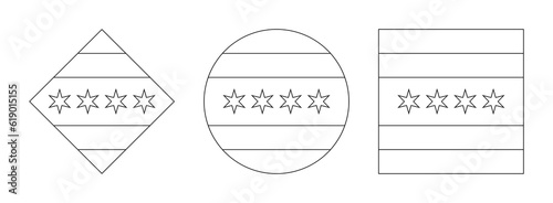 chicago city flag outline set. vector illustration isolated on white background