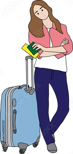 woman with luggage to travel.