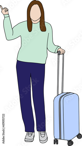 woman with luggage to travel.