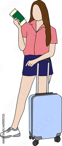 woman with luggage to travel.