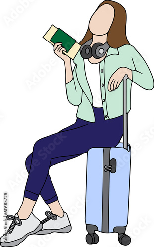 woman with luggage to travel.