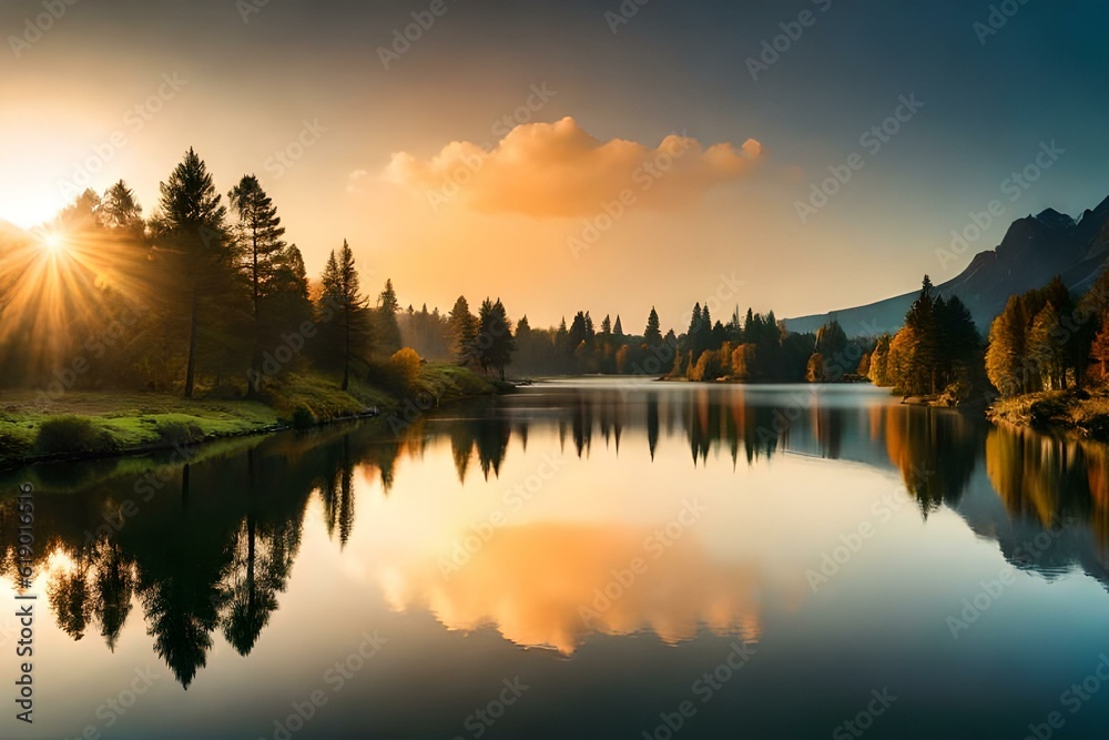 sunrise over lake