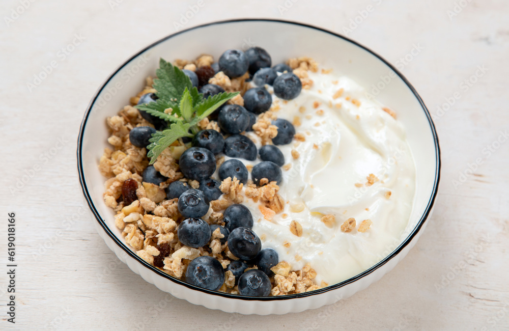 Healthy breakfast, cereal with berries and yogurt. Healthy breakfast, cereal with berries and yogurt.