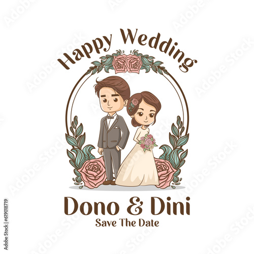 cute wedding cartoon character vector