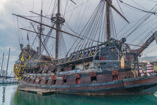 The Neptune docked at the Porto Antico of Genoa is a ship replica of the 17th-century Spanish galleon built in 1985 for Roman Polanski's film Pirates. Currently, it is a tourist attraction. Italy photo