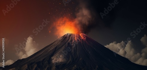 Volcano eruption banner. Generate Ai