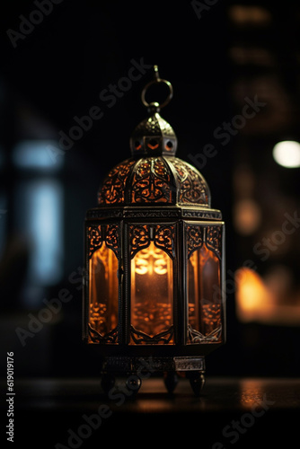 Ramadan lantern in the night created using Generative AI