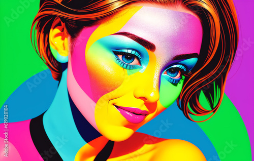 Fashion woman portrait in pop art anime style. Generative AI. © Anton Dios