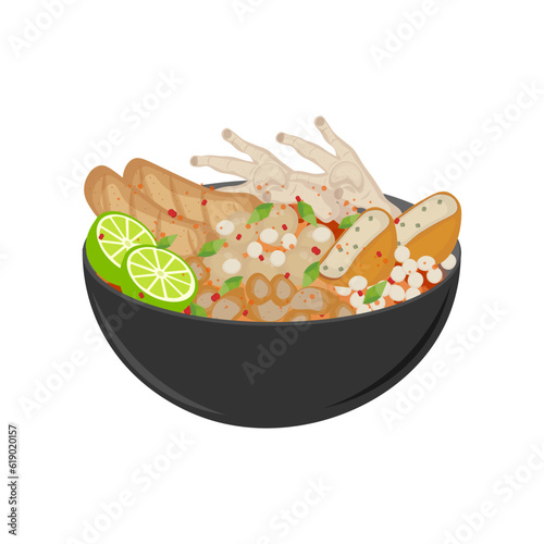 Fresh Baso Aci or Bakso Aci With Chicken Feet Illustration Logo