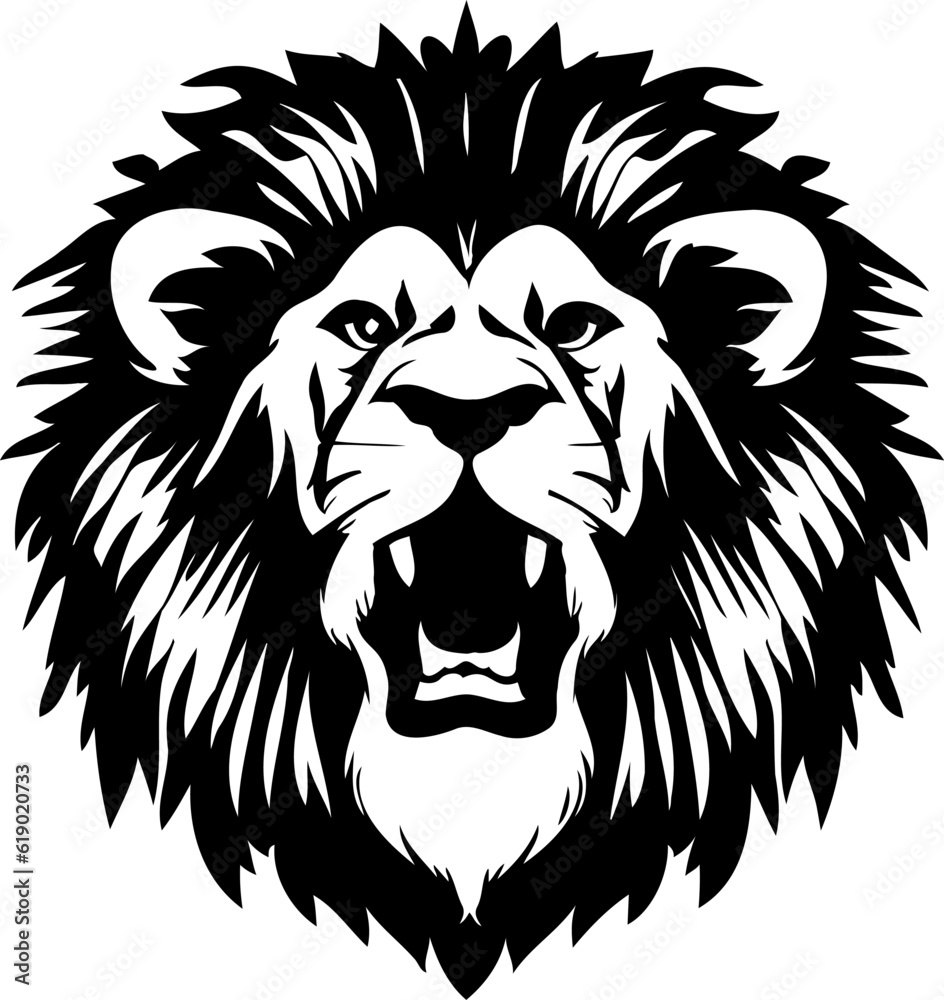 Vector symbol logo stencil representing a majestic lions head