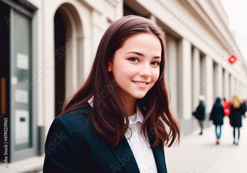 A young woman on the street. Slim figure. Street style. Generative AI Free Download A young woman on the street. Slim figure. Street style. Generative AI - GFXLoad
