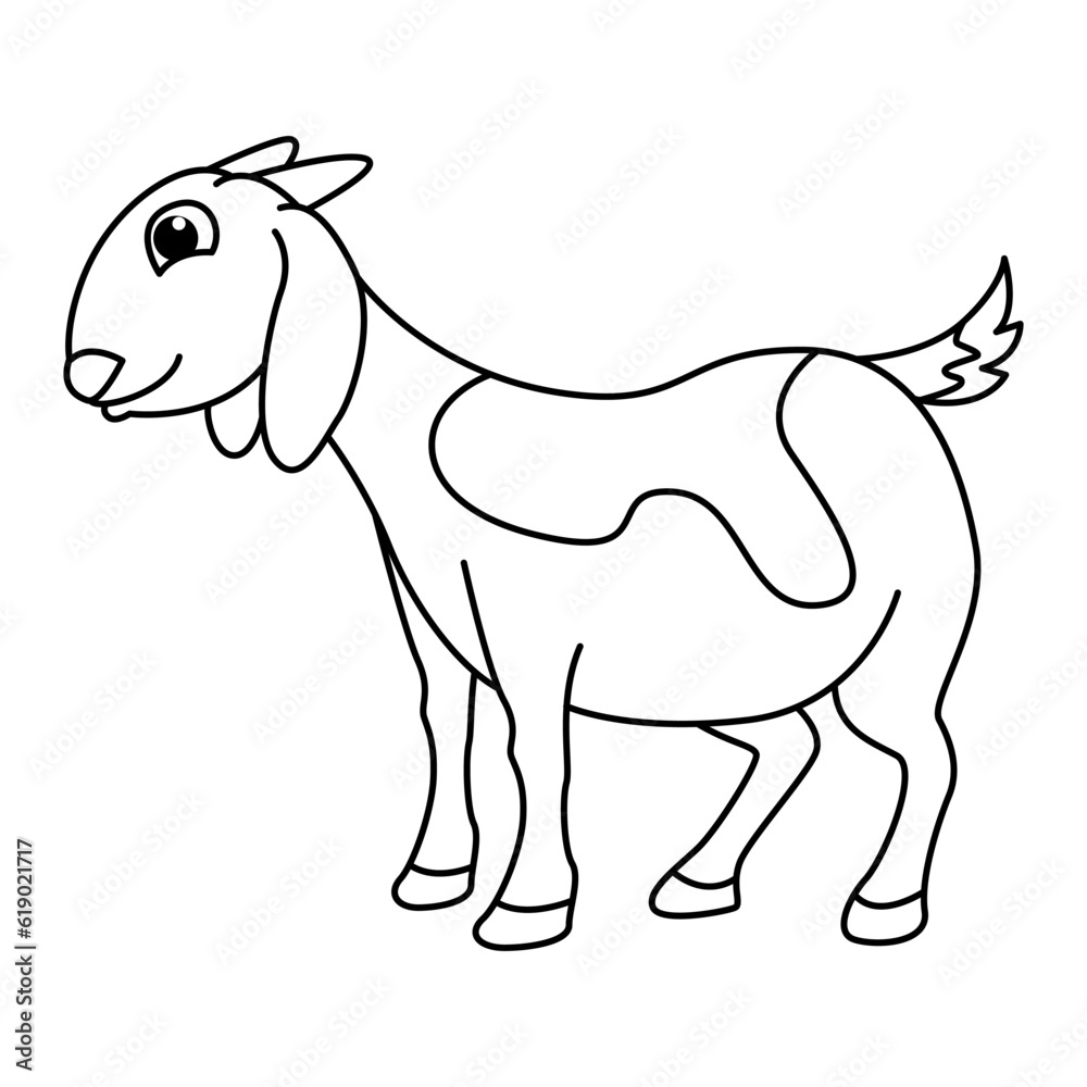 Funny goat cartoon vector coloring page