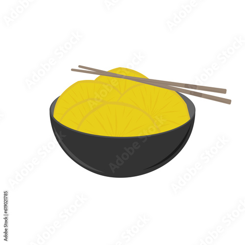 Logo Illustration of Pickled Korean Yellow Radish Danmuji Takuan Ready to Serve