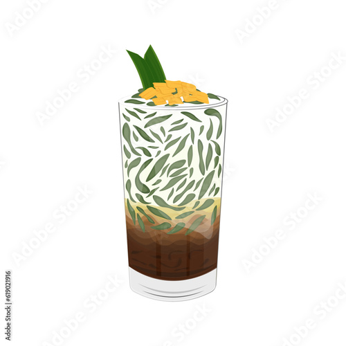 Fresh And Sweet Es Cendol Dawet Illustration Logo photo
