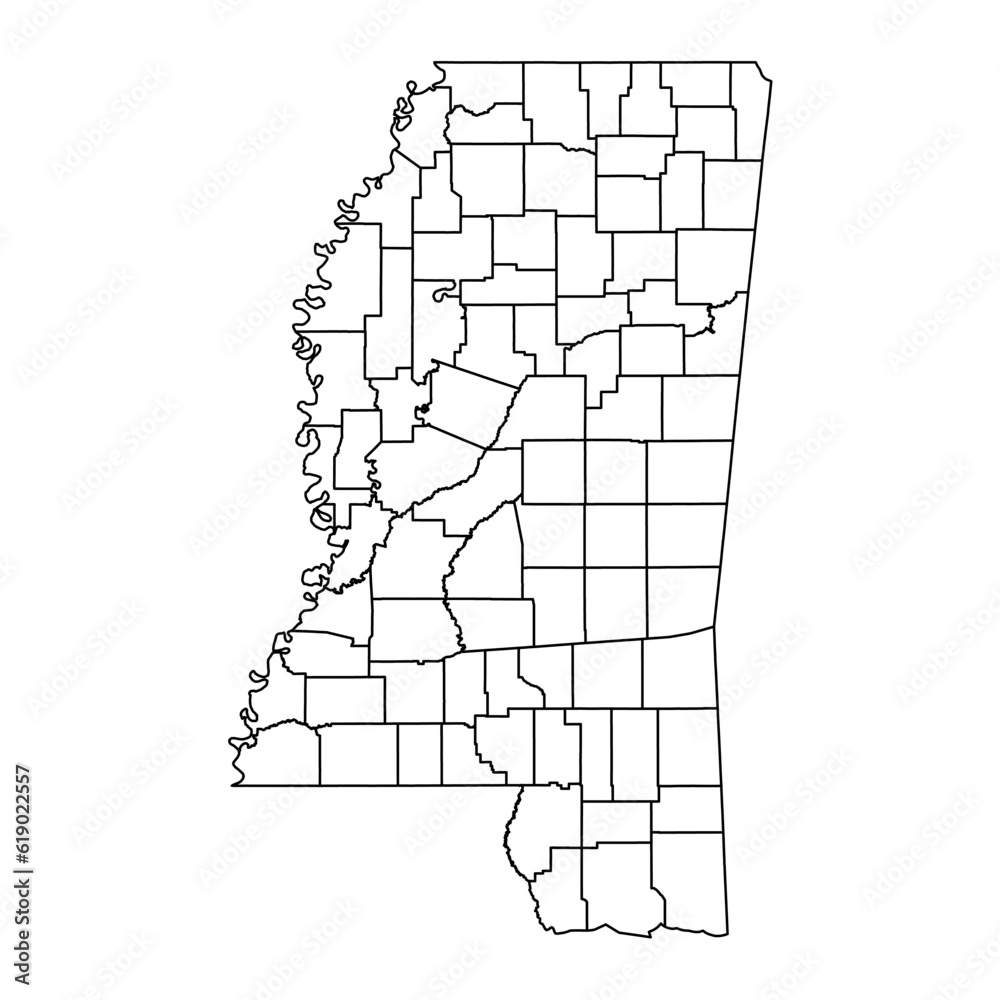 Fototapeta Mississippi state map with counties. Vector illustration.