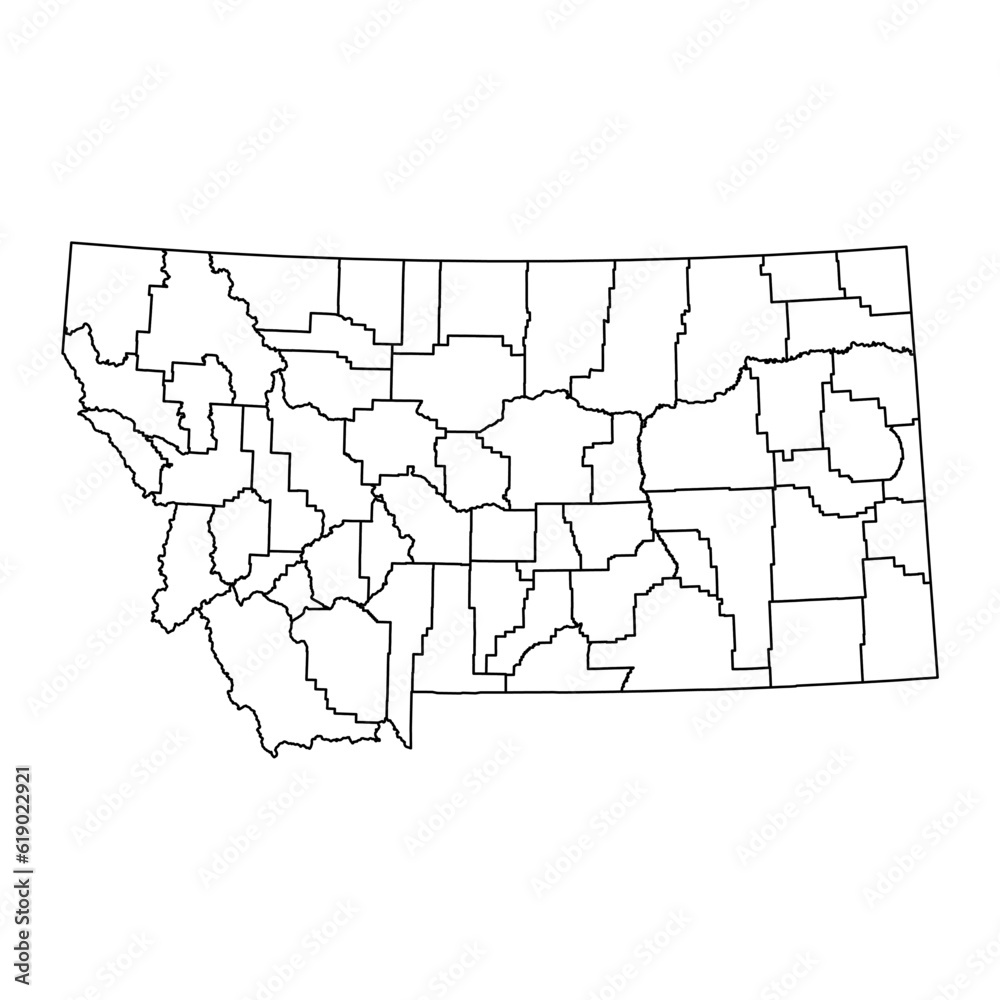 Montana state map with counties. Vector illustration.