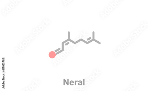 Simplified formula icon of neral. Occurs e.g in lemongrass.