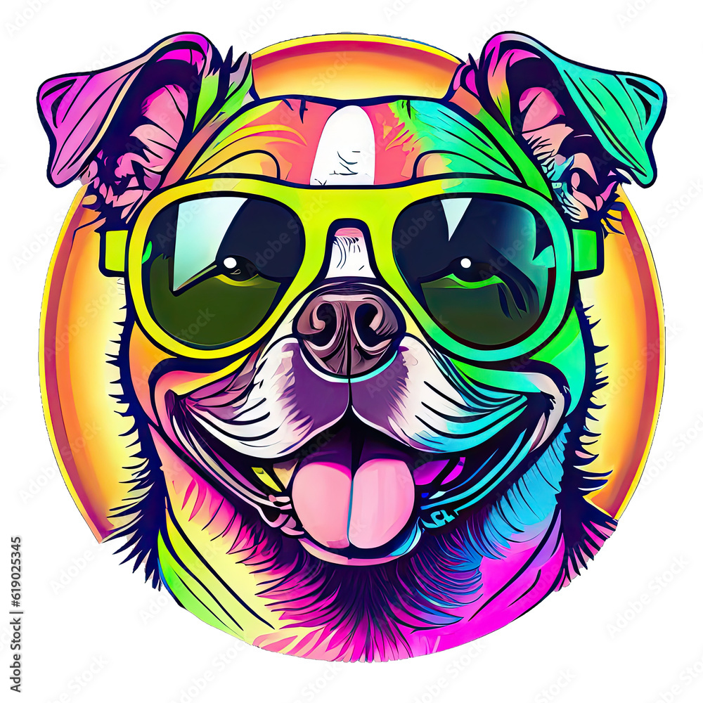 Fototapeta premium Happy Dog Wearing Sun glasess