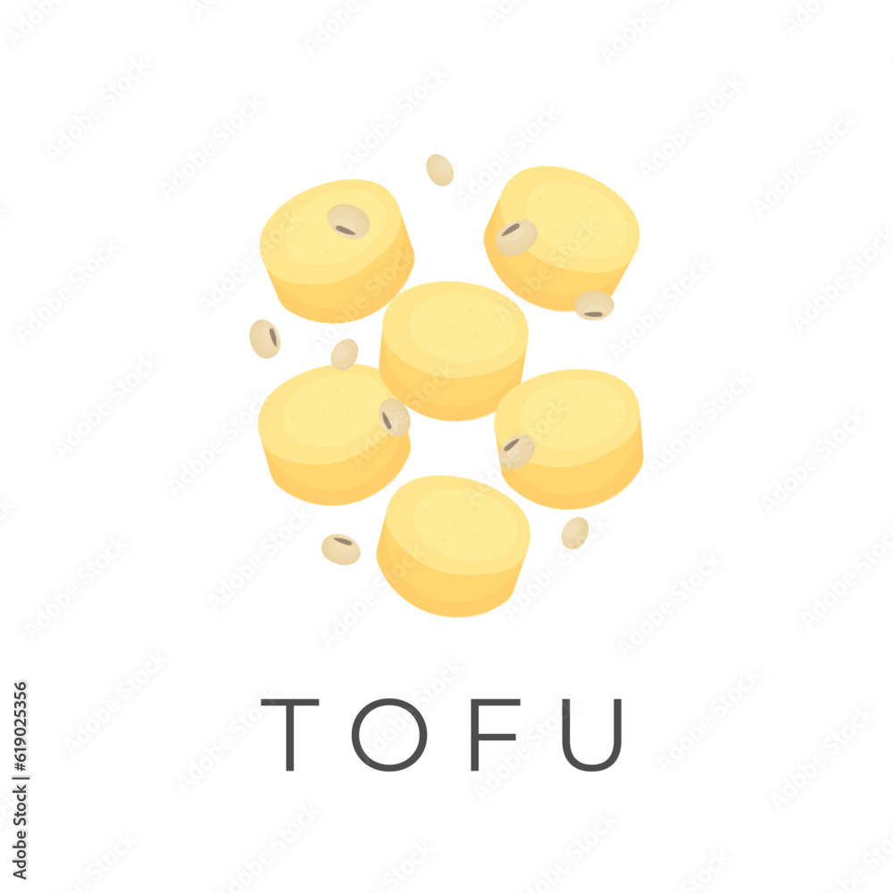 Egg Tofu Slice vector illustration logo Egg Tofu Slice vector illustration logo