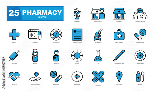 The pharmacy icon set. icons ideal for a website.