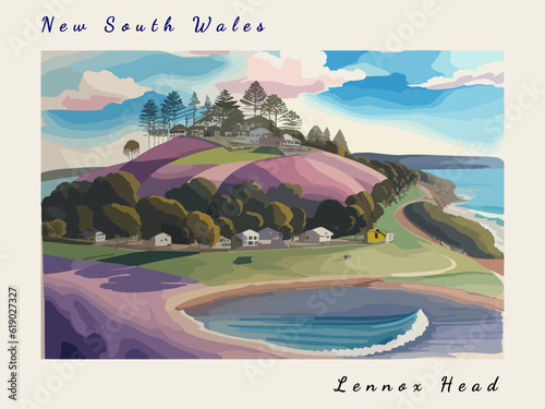 Lennox Head: Postcard design with a scene in Australia and the city name Lennox Head photo