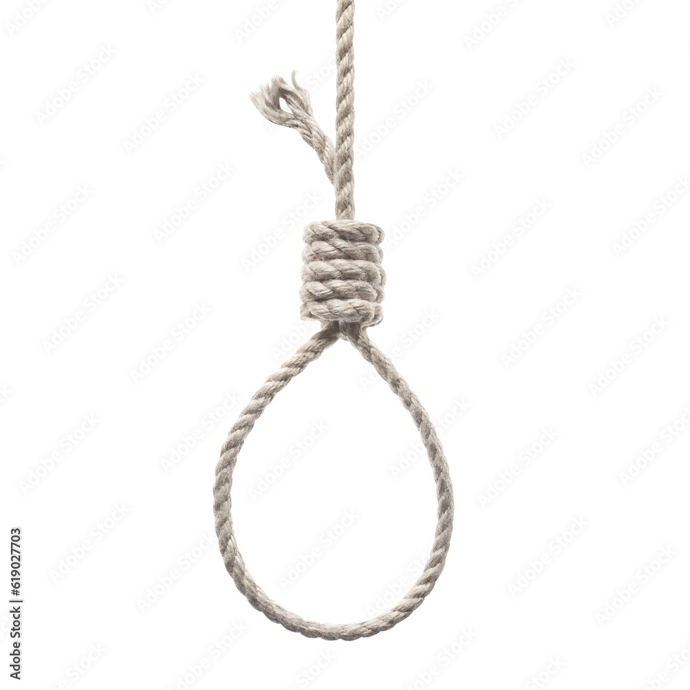Rope loop for hanging, cut out Rope loop for hanging, cut out