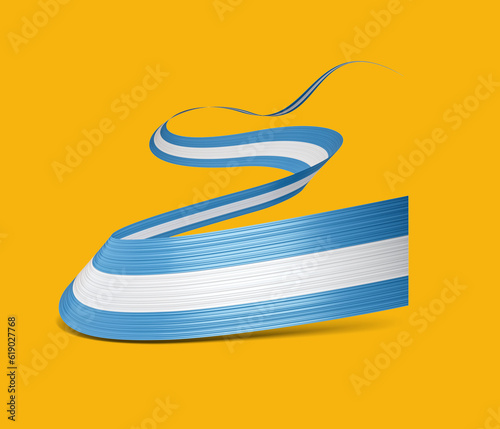 3d Flag Of Argentina 3d Waving Ribbon Flag Isolated On Yellow Background, 3d illustration