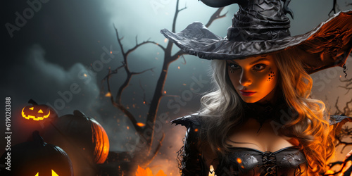 Halloween Enchantment: Captivating Beauty of a Witch Woman