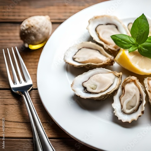 Oysters on a neutral background created and generated by artificial intelligence