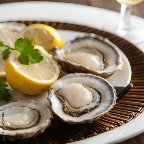 Oysters on a neutral background created and generated by artificial intelligence