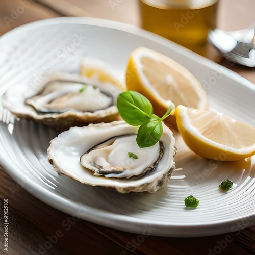 Oysters on a neutral background created and generated by artificial intelligence