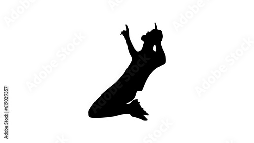 soccer player on knees, Happy Sportsman Soccer Player Celebrating Win After Goal