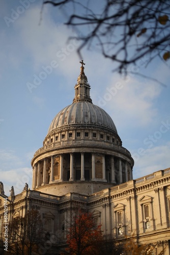 Dome of St Paul Cathedral against the background of the sky. London, England.