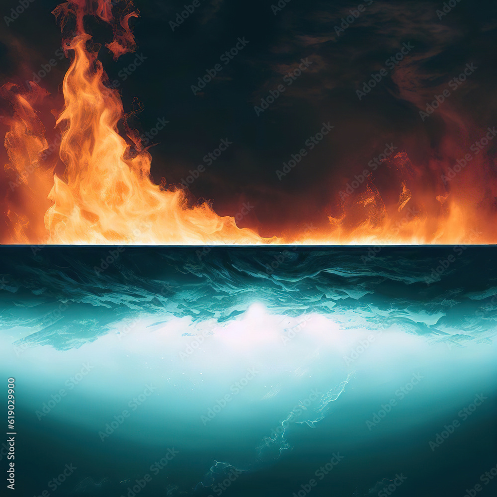 One side is fire, the other side is ice, the two sides meet and intertwine with Generative AI.