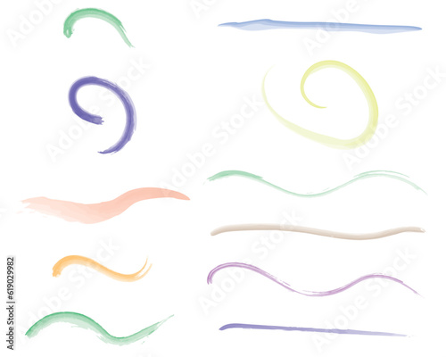 Simple curved line boho style minimalist watercolor stroke collection