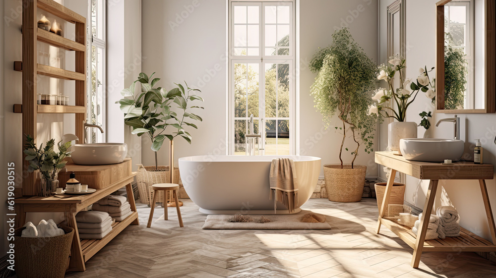 Bathroom Interior Photo, Real Estate, Design, Generative AI Bathroom Interior Photo, Real Estate, Design, Generative AI