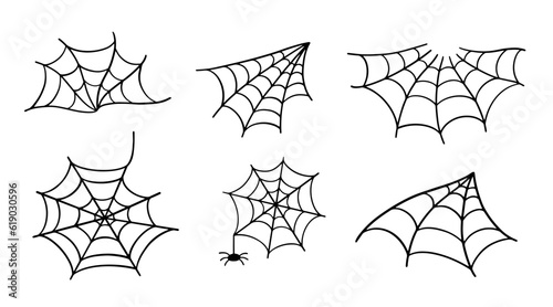 Spider Web Halloween Trap. Vector Cobweb Icons Set