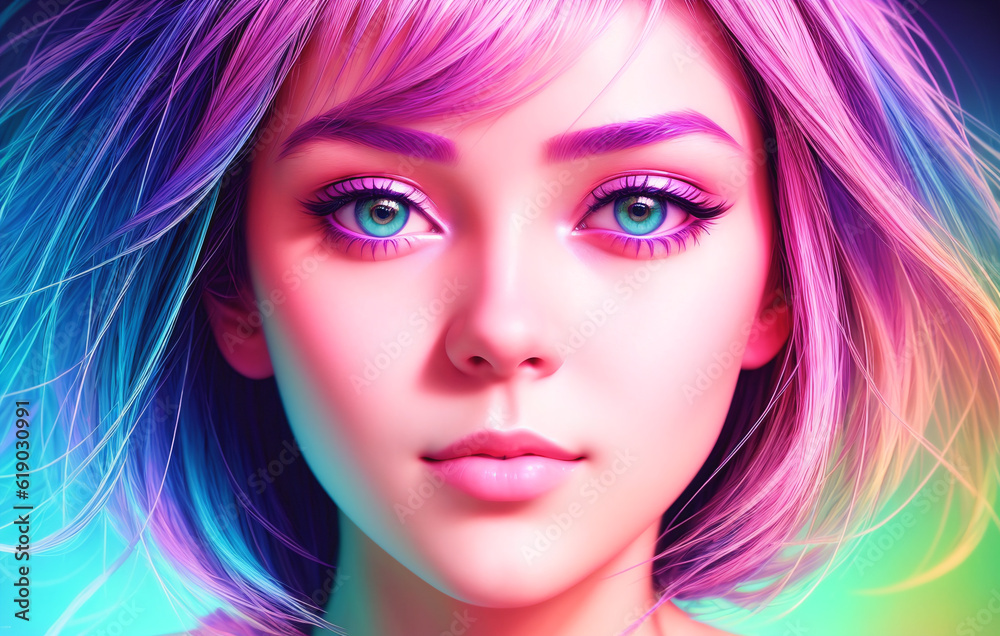 Neural network in the image of a woman. AI in human form. Generative AI. Neural network in the image of a woman. AI in human form. Generative AI.