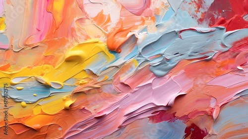 Paint Texture in multiple Colors with visible Brush Strokes. Artistic Background on a concrete Wall.
