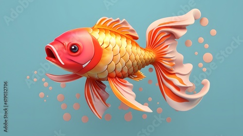 koi fish 3d on light pastel clean background. generative ai photo