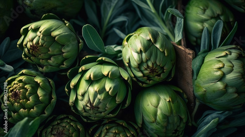 artichoke background collection of healthy food fruit and vegetables, natural background of fresh artichoke representing concept of organic vegetables , healthy eating, fresh ingredient