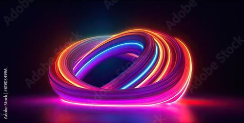 Colorful background with abstract shape neon light glowing, Generative AI