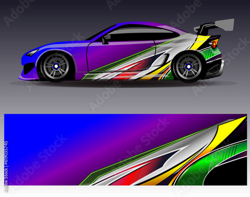 Car wrap design vector.Graphic abstract stripe racing background designs for vehicle  rally  race  adventure and car racing livery