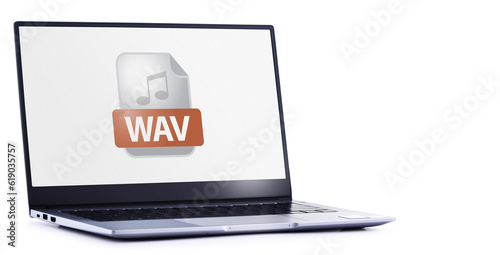 Laptop computer displaying the icon of WAV file
