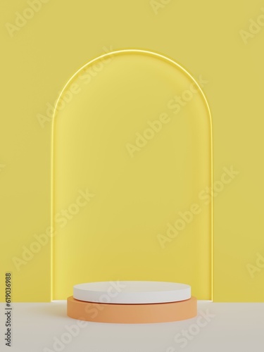 Abstract 3D room. Minimal podium set with wall scene. 3D render