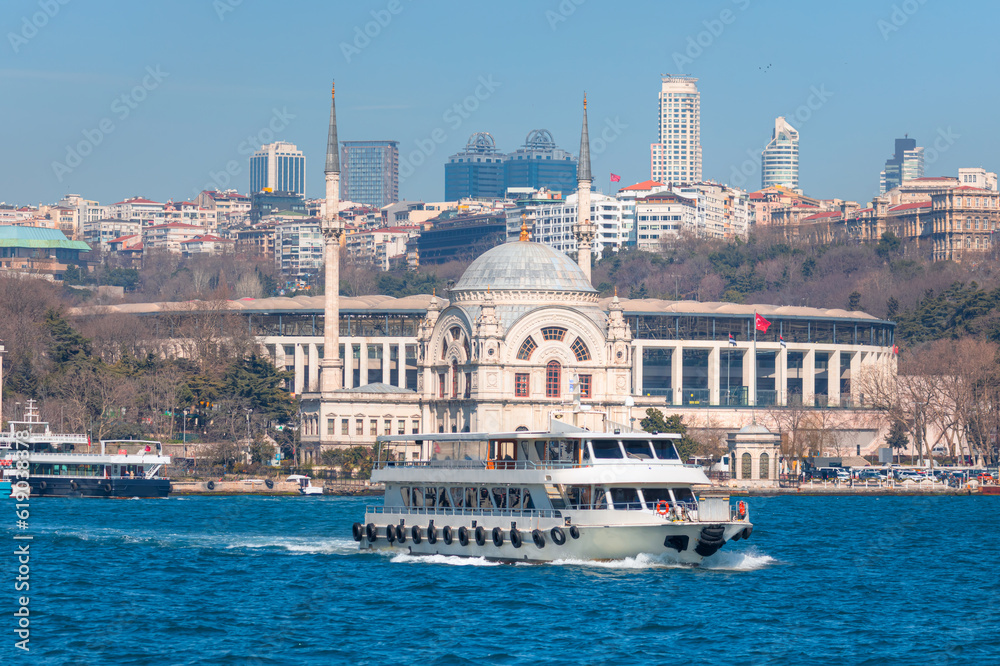 Dolmabahce Mosque on the banks of the Bosphorus - istanbul, Turkey