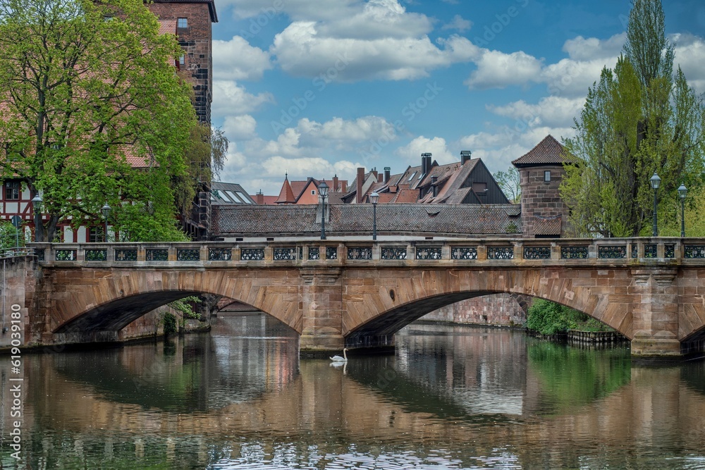 Stone bridge located in the historical city of Nuremberg, Germany Stone bridge located in the historical city of Nuremberg, Germany
