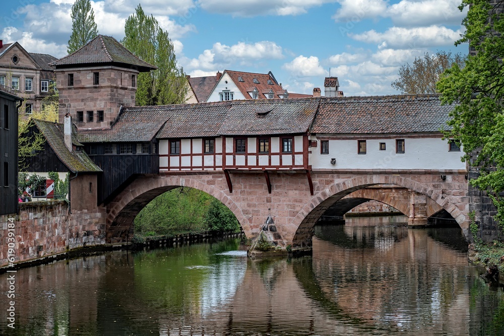 Hangmans Bridge over Pegnitz river in Nuremberg, Bavaria, Germany Hangmans Bridge over Pegnitz river in Nuremberg, Bavaria, Germany