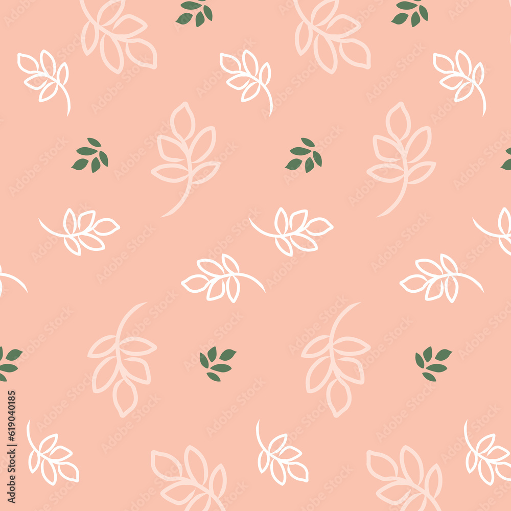 Floral girly  seamless pattern with cute sensible elegant colors. Flowers, leaves Light baby colors